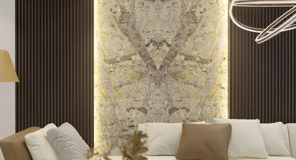 Гранит Centauros в интерьере панно / панно с подсветкой / камень с подсветкой